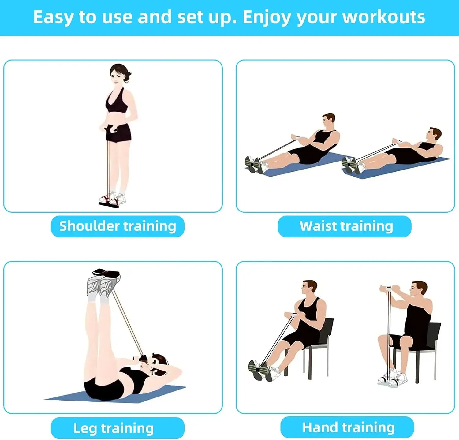 4-Level Resistance Band Tensioner Set