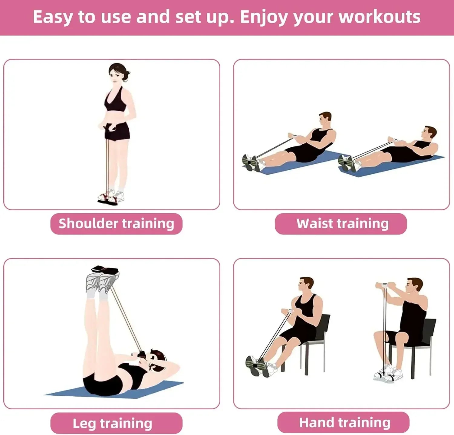 4-Level Resistance Band Tensioner Set